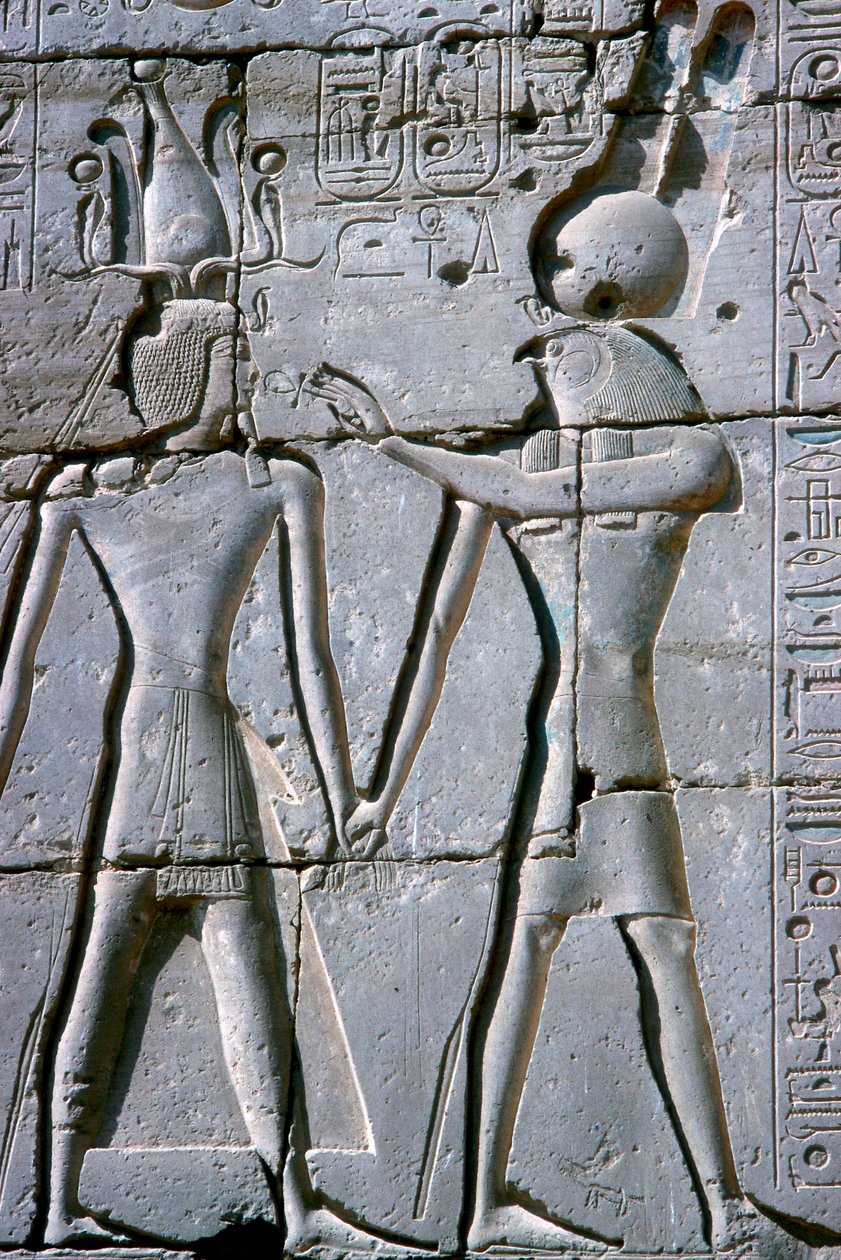 Alívio de Amon-Ra dando vida a Ramsés II, Templo de Ramsés II, Luxor, Egito, c1250 aC de Unbekannt