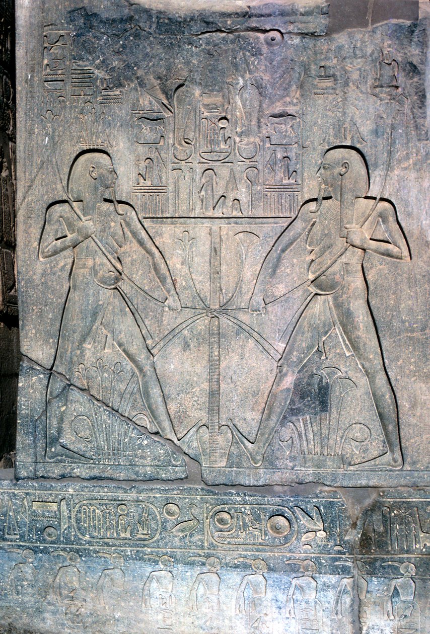 Alívio de duas figuras do deus Hapy do Nilo, templo sagrado para Amun Mut & Khons, Luxor, Egito de Unbekannt