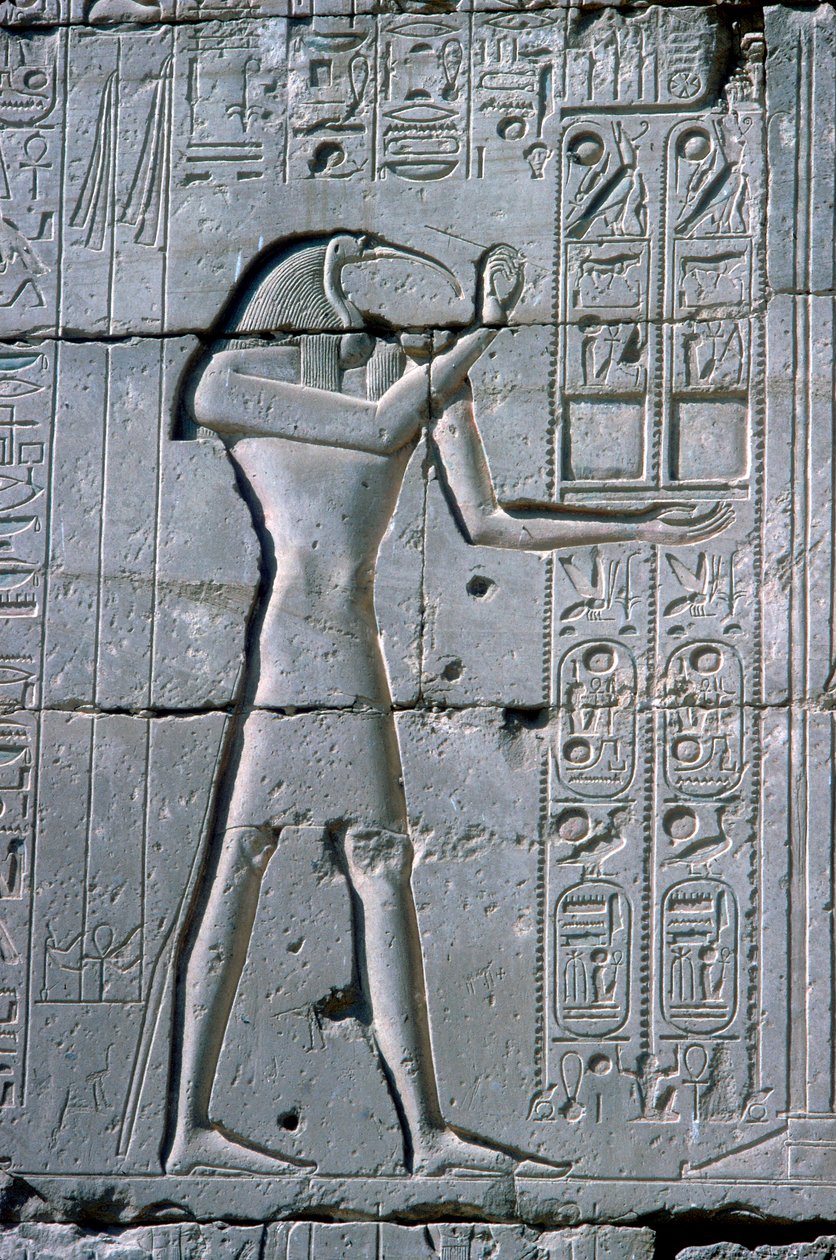 Relevo mostrando Thoth, o Ramesseum, Templo de Ramsés II, Luxor, Egito, c1300 aC de Unbekannt