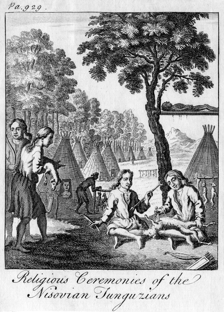 Cerimônias religiosas dos tunguianos nisovianos, c1748 de Unbekannt