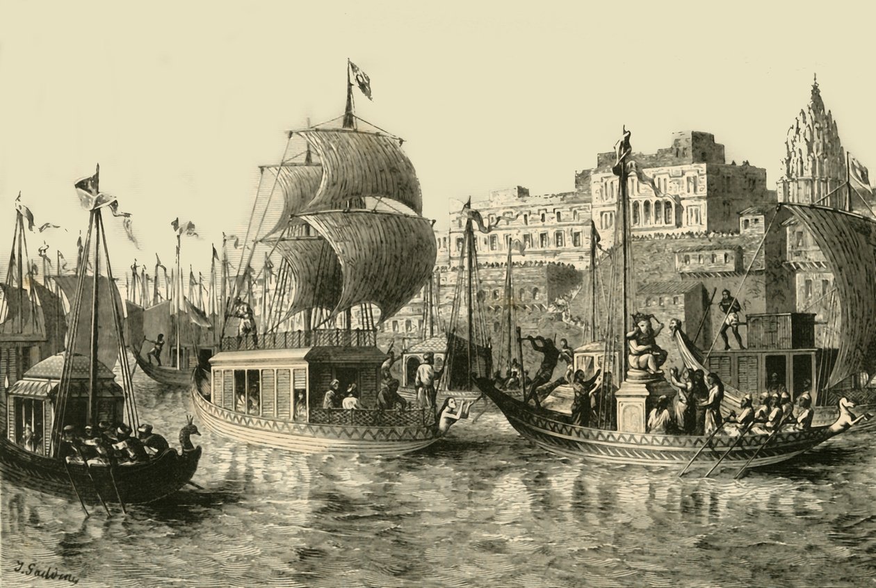 Festa religiosa em Benares, 1890. de Unbekannt