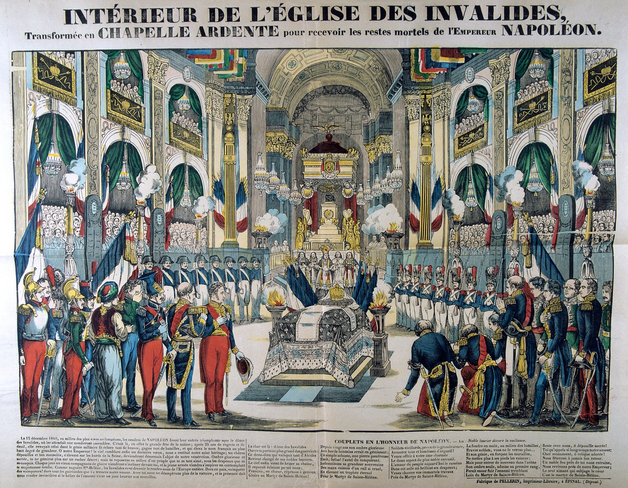 Restos de Napoleão I são levados para Les Invalides em Paris, 15 de dezembro de 1840, século XIX de Unbekannt