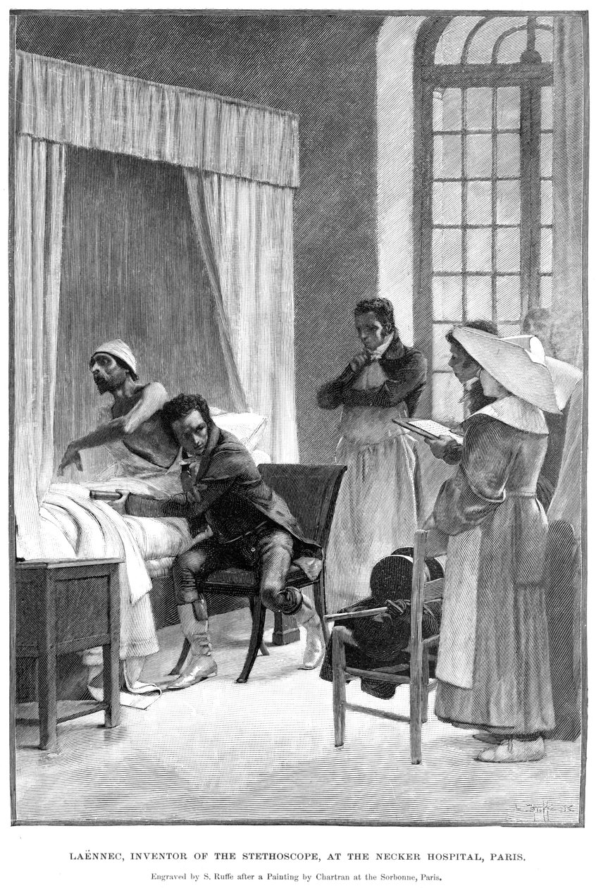 René Teófilo Hyacinthe Laennec, médico francês que inventou o estetoscópio, 1889 de Unbekannt