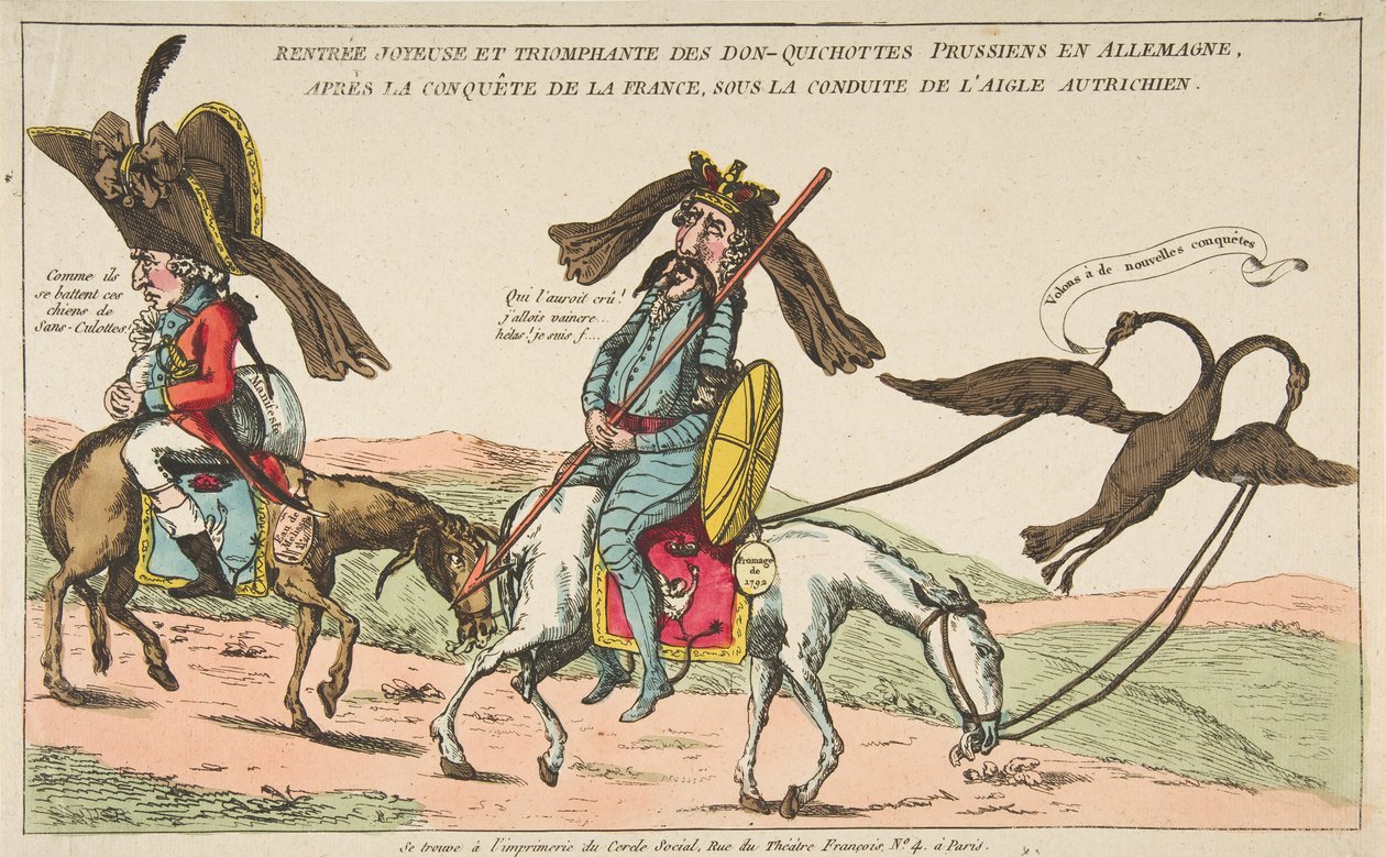 Regresso alegre e triunfante do prussiano Don Quixotes à Alemanha, após a conquista ..., ca. 1792 de Unbekannt