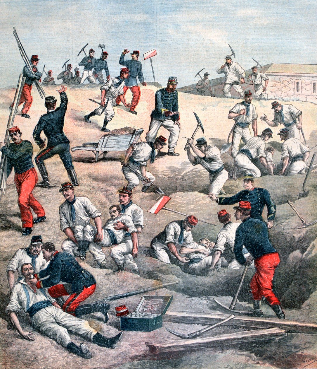 Resgate das vítimas no forte de Aubervilliers, 1892. de Unbekannt