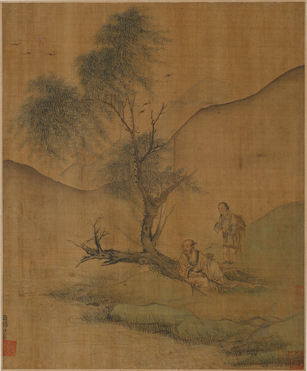 Descansando sob salgueiros, possivelmente dinastia Ming, 1368-1644. de Unbekannt