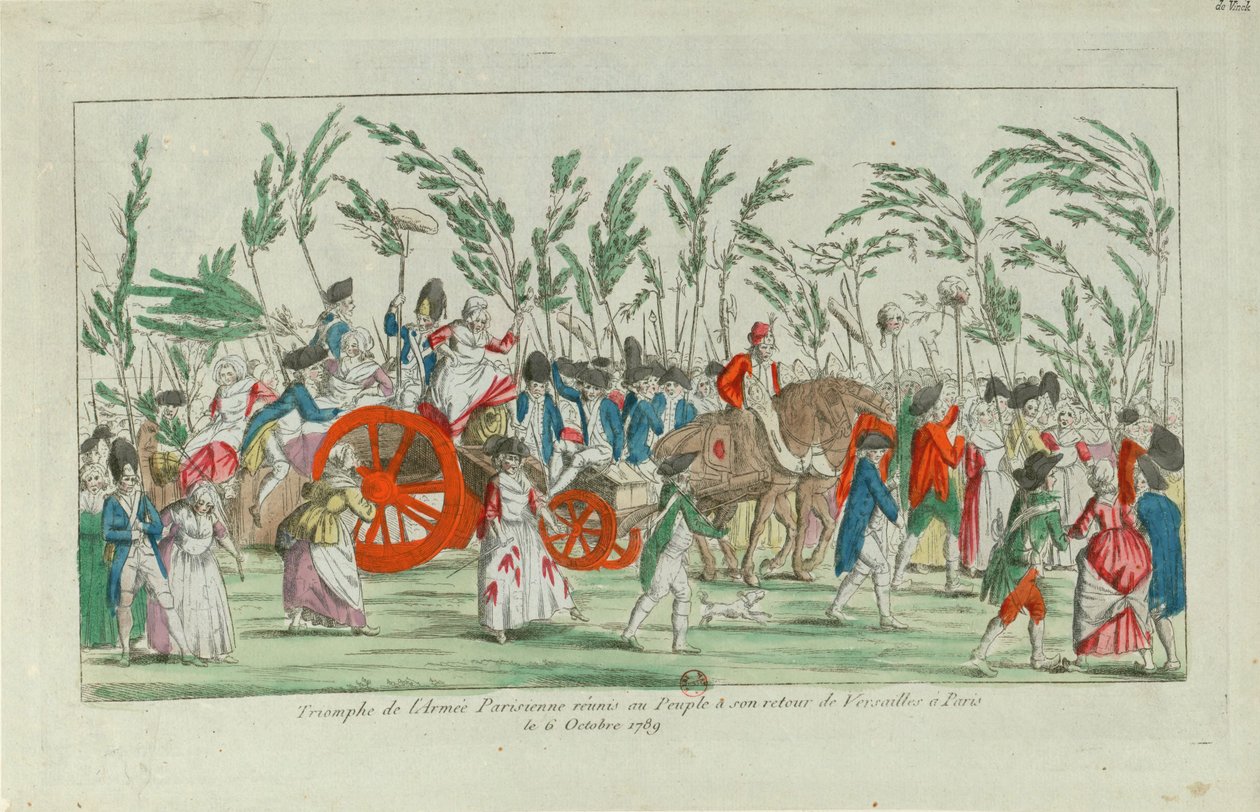 Voltando para casa da marcha de outubro para Versalhes, 1789, 1789. de Unbekannt