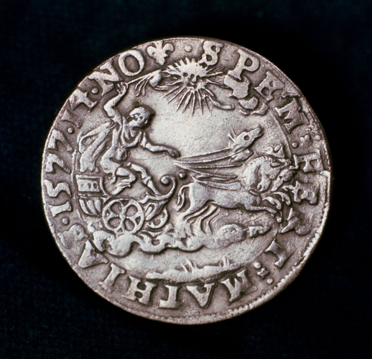 Reverso de uma medalha comemorativa do cometa brilhante de 1577 de Unbekannt