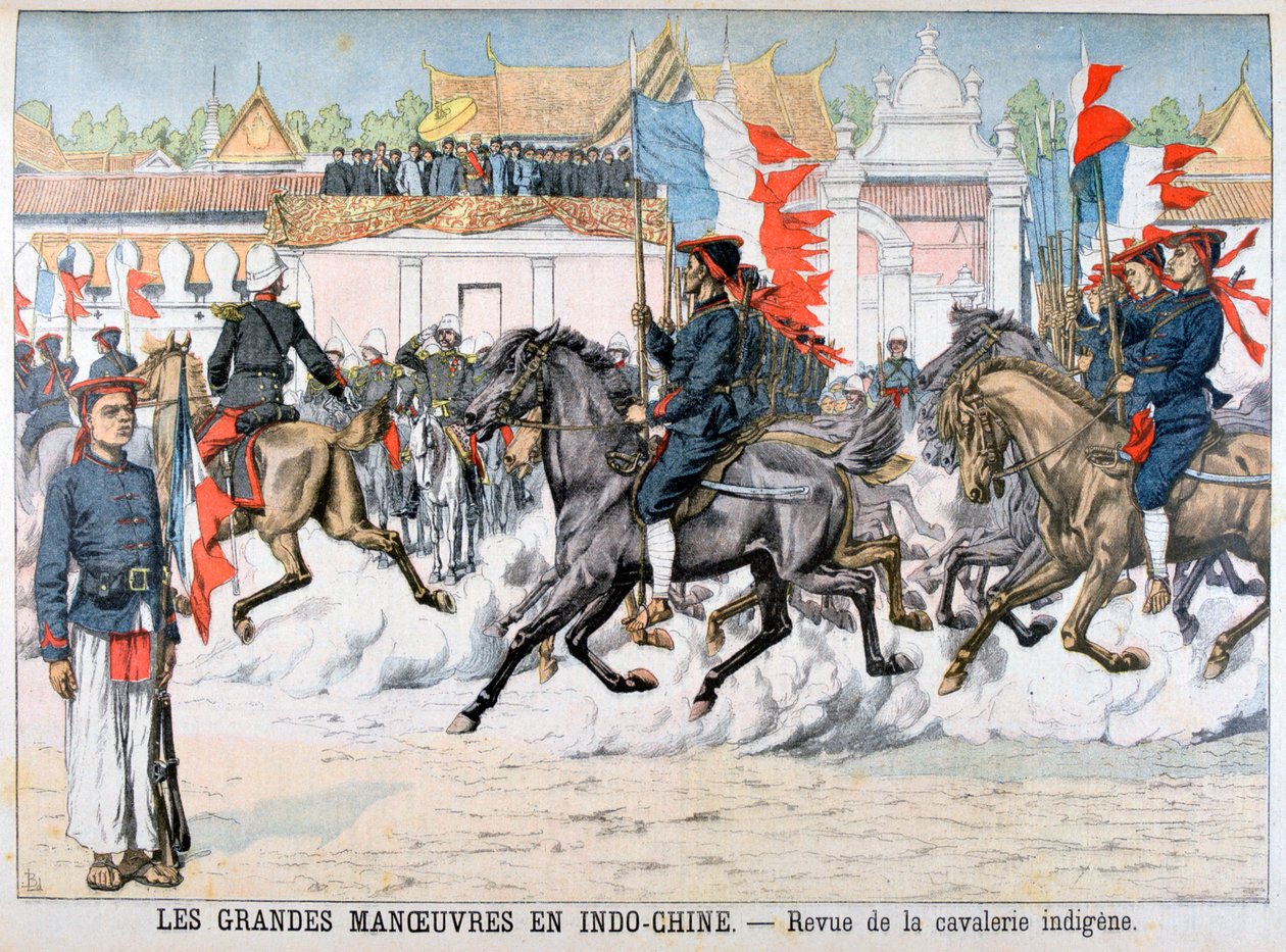 Revisão da cavalaria indígena, Indochina francesa, 1903 de Unbekannt