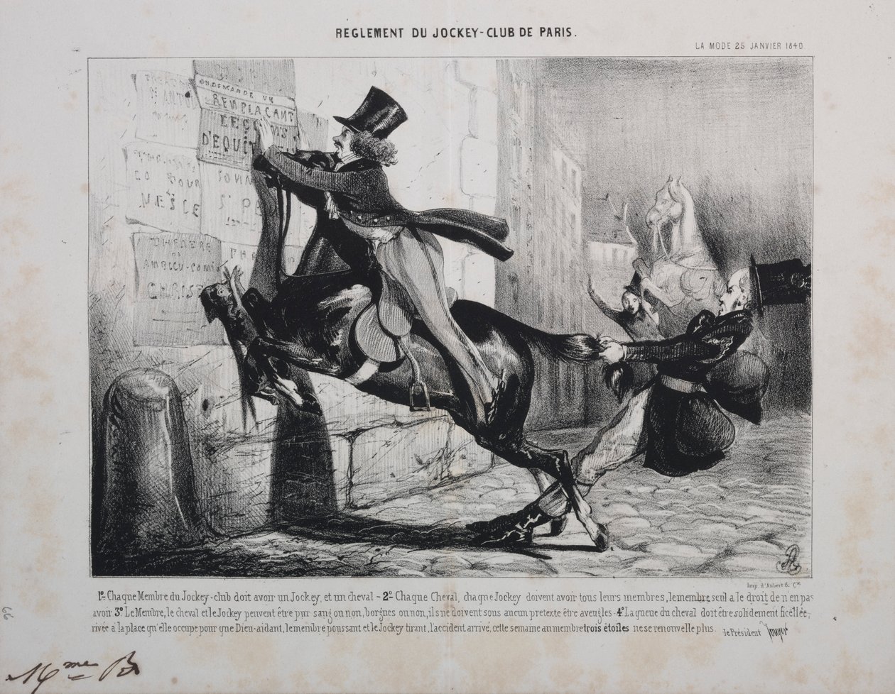 Regras do Paris Jockey Club: Cada membro do Jockey Club deve ter um Jockey ..., de 1800. de Unbekannt