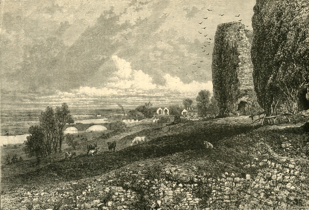 Castelo de Rhuddlan e pântanos, 1898. de Unbekannt