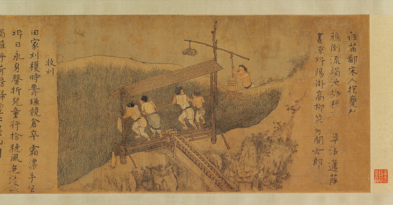 Cultura do arroz, ou semeadura e colheita, antes de 1353. de Unbekannt