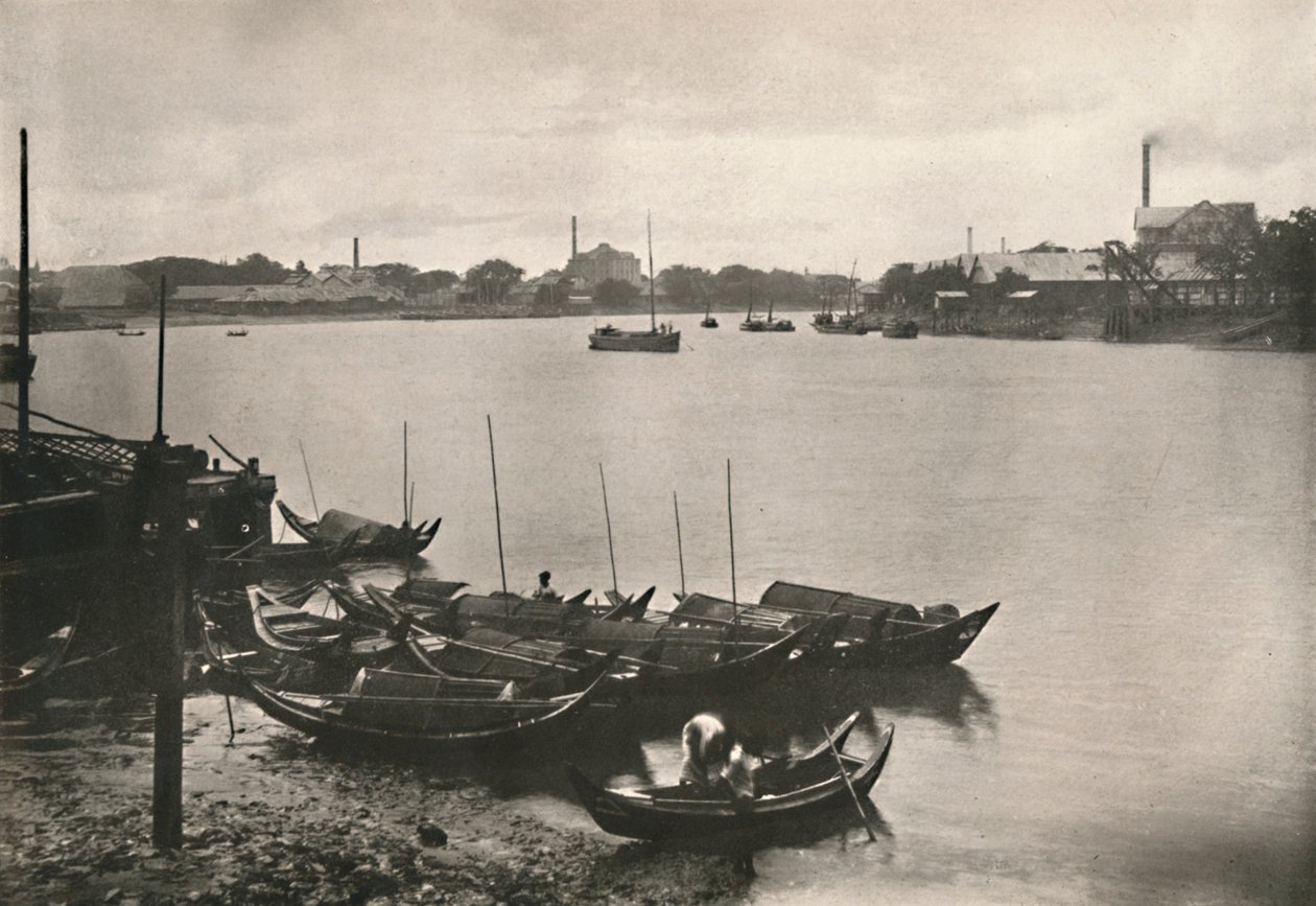 Moinhos de arroz no riacho Poozoondoung, Rangoon, 1900. de Unbekannt