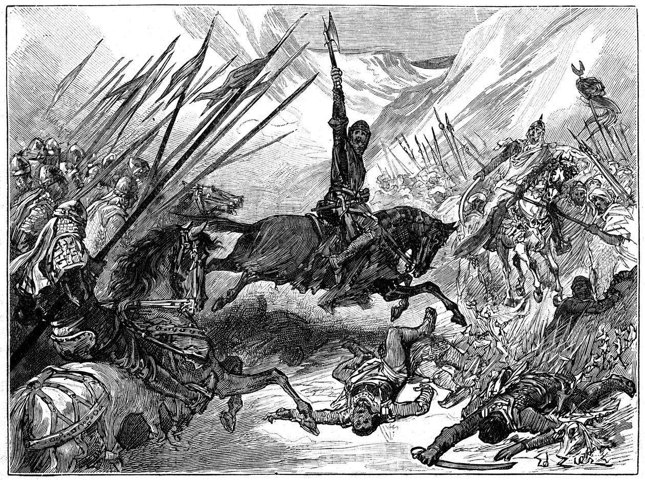 Richard I, Coeur de Lion na batalha de Arsuf, 1191, c1880 de Unbekannt