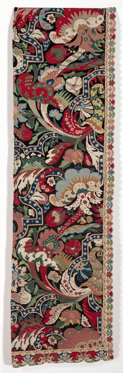 Metade direita de um par de tapeçarias de cama de bordado no estilo bizarro, 1710-1720. de Unbekannt
