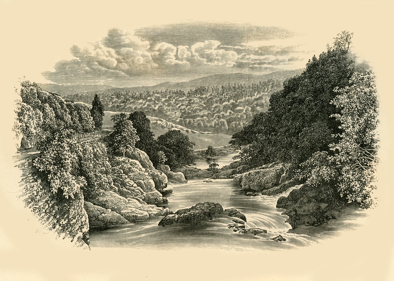 Cena do rio em Pont-Y-Cyffing, c1890. de Unbekannt