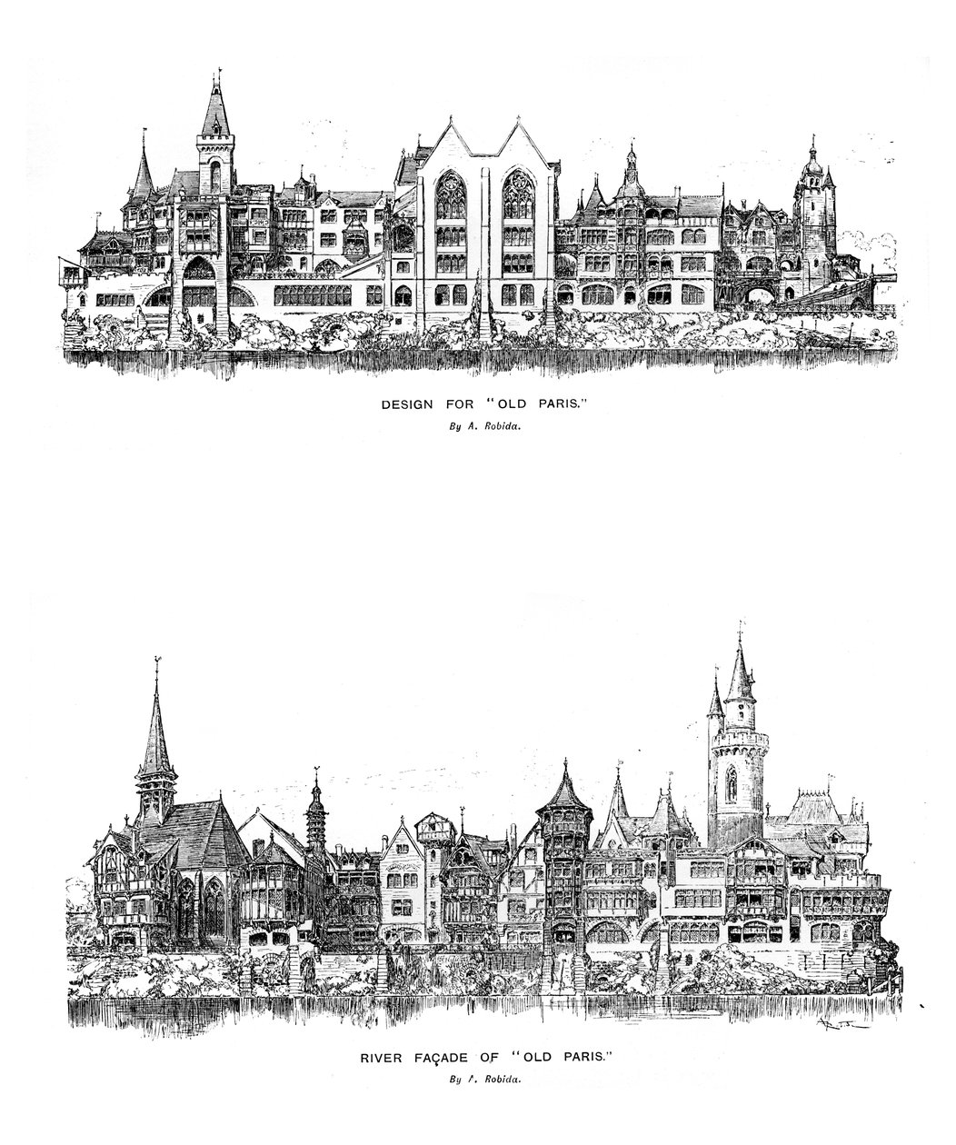 Fachada do rio e design para a velha Paris, 1899 de Unbekannt