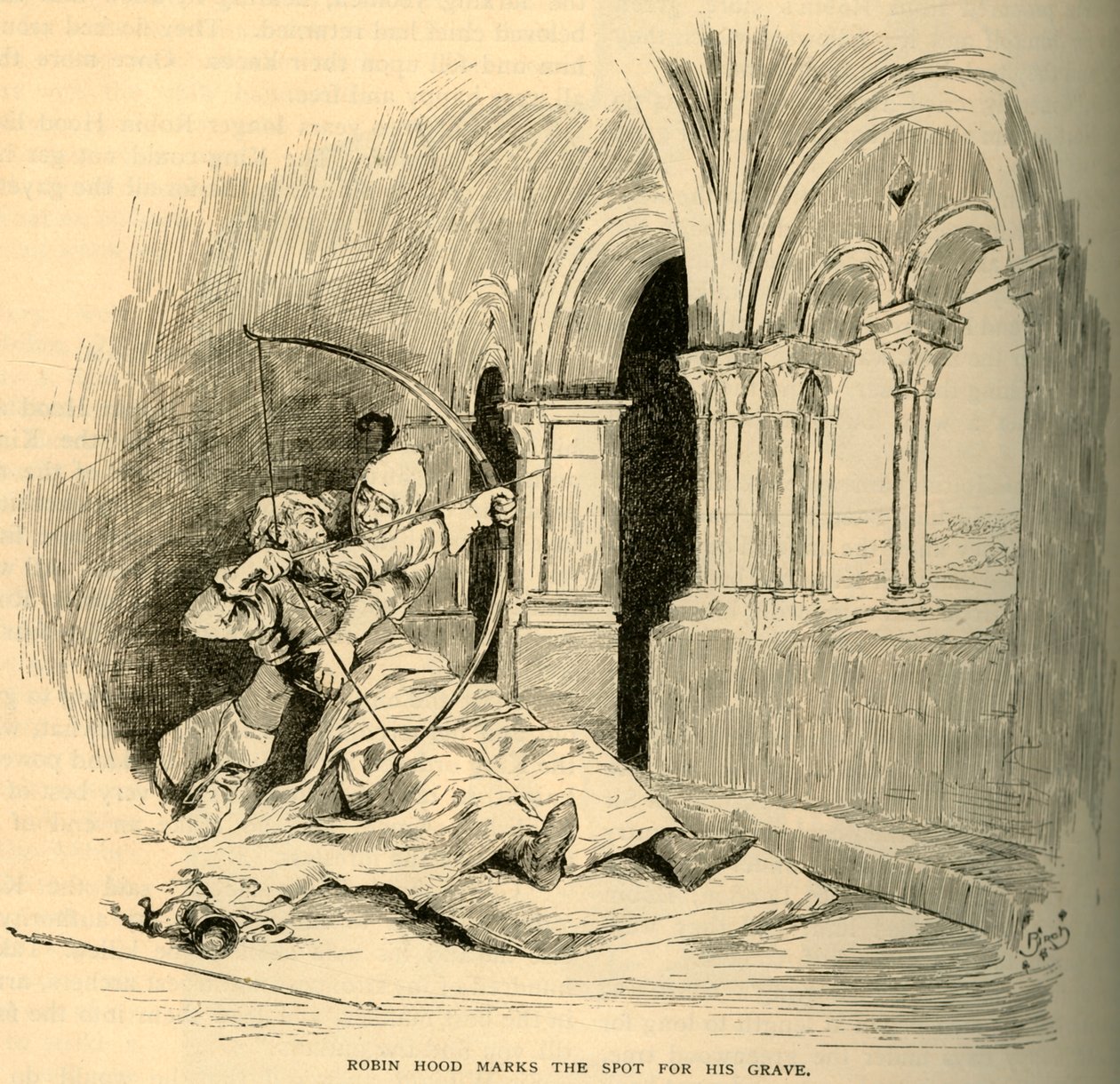 Robin Hood marca o local para sua sepultura, 1883. de Unbekannt