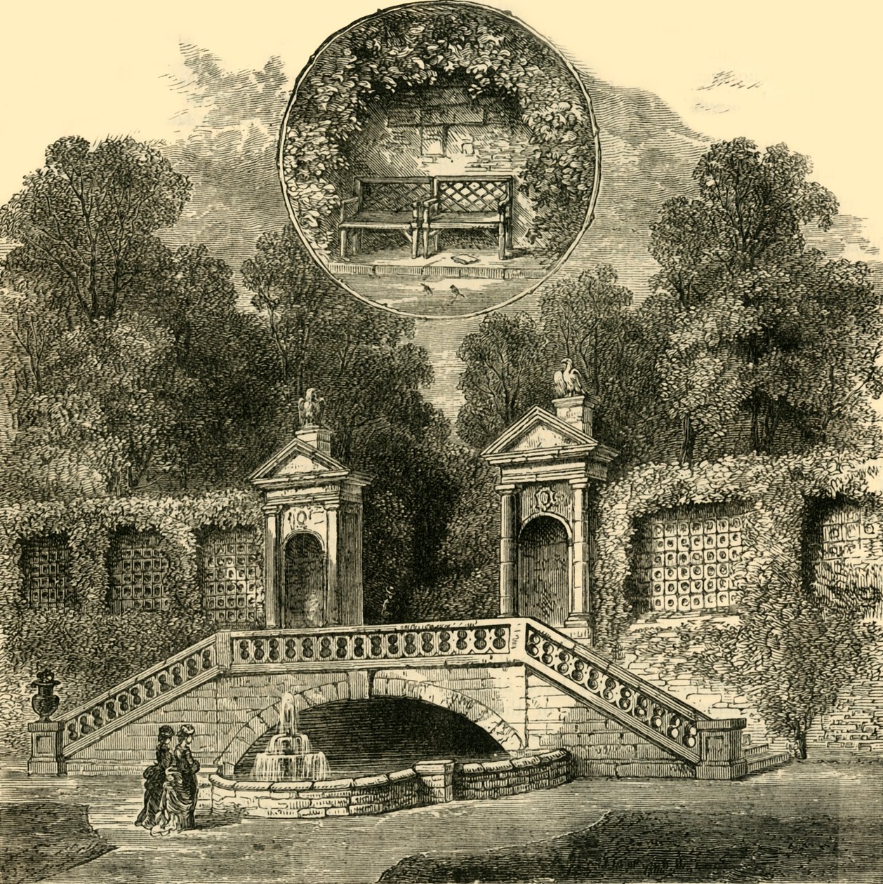 Rogers Seat e Inigo Jones Gateway, Holland House, c1876. de Unbekannt