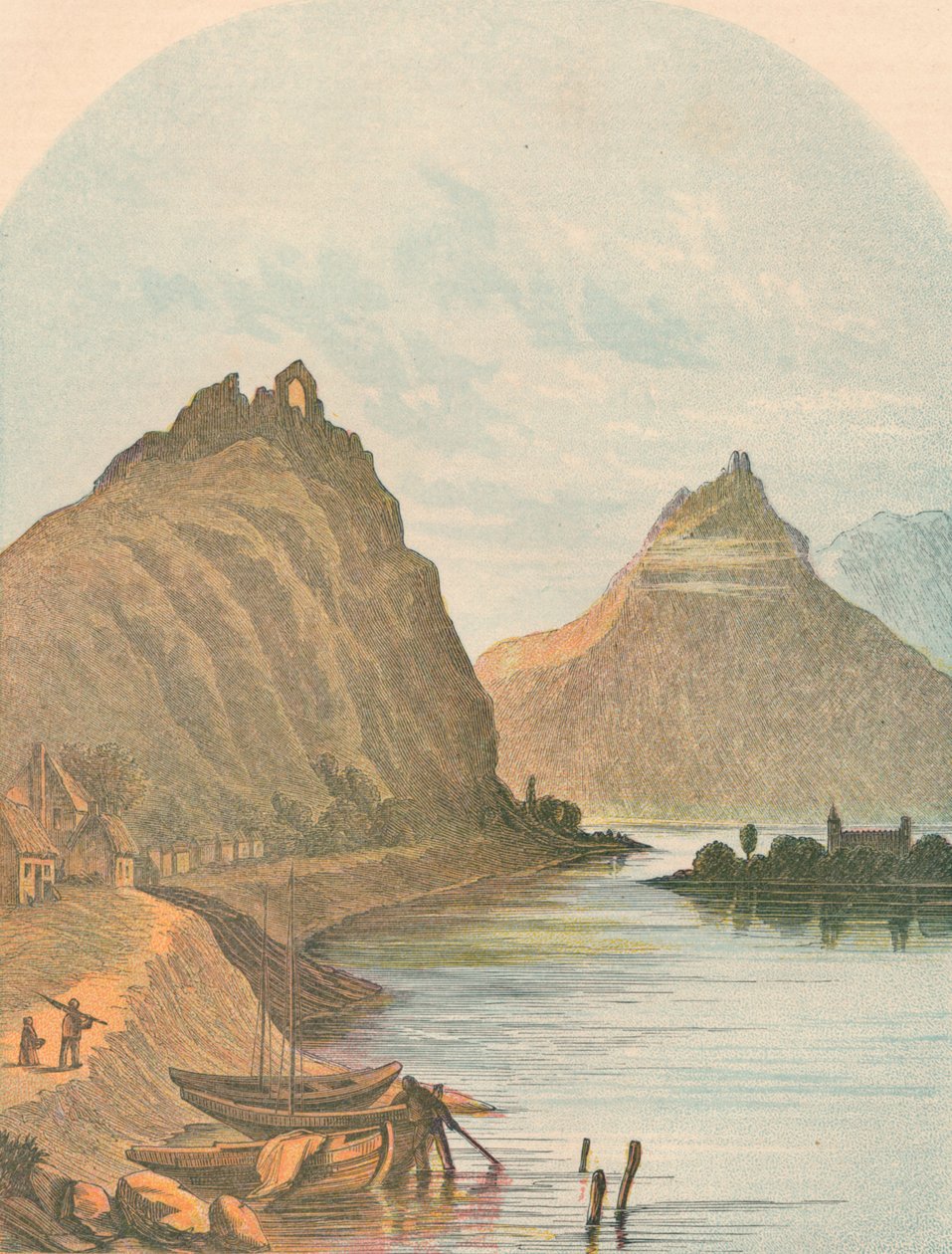Rolandseck e Kloster Nonnenwerth, 1864. de Unbekannt