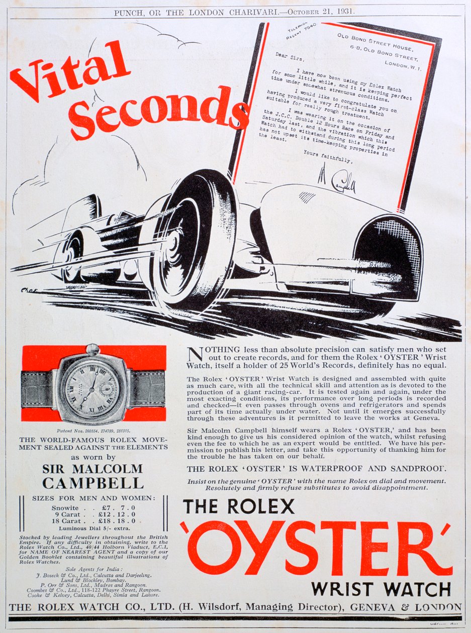 Anúncio de relógio de pulso Rolex Oyster, 1931 de Unbekannt