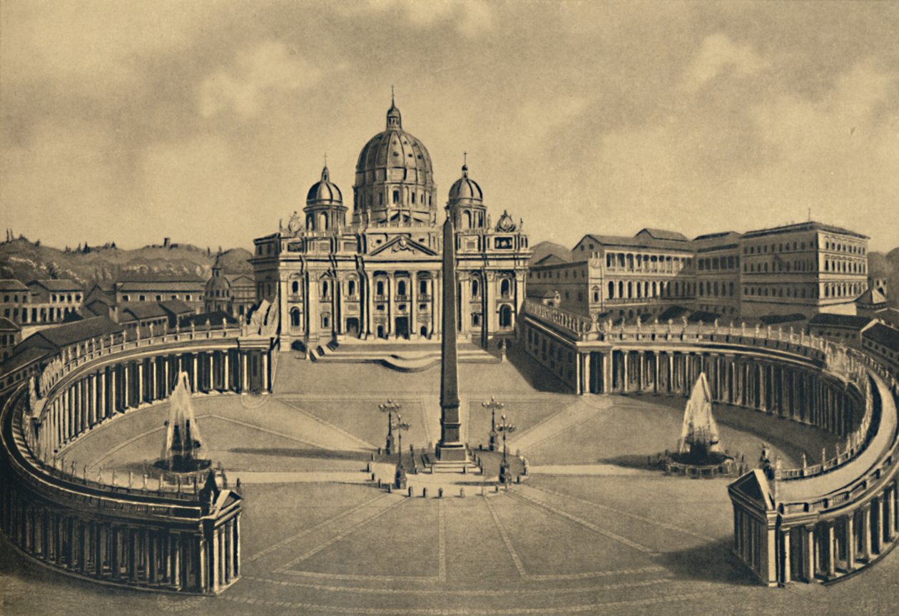 Roma - Basílica e Praça de São Pedro. Palácio do Vaticano, 1910 de Unbekannt