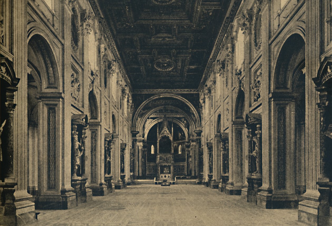 Roma - nave principal da Basílica de São João de Latrão Borromini, arco. 1650, 1910 de Unbekannt