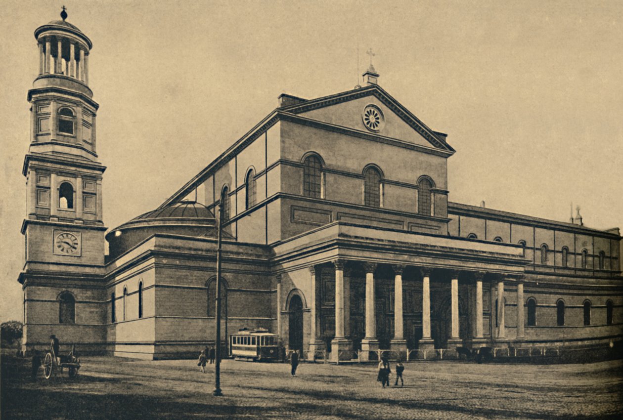 Roma - Pórtico lateral e torre sineira da Basílica de São Paulo sem os Muros, 1910 de Unbekannt