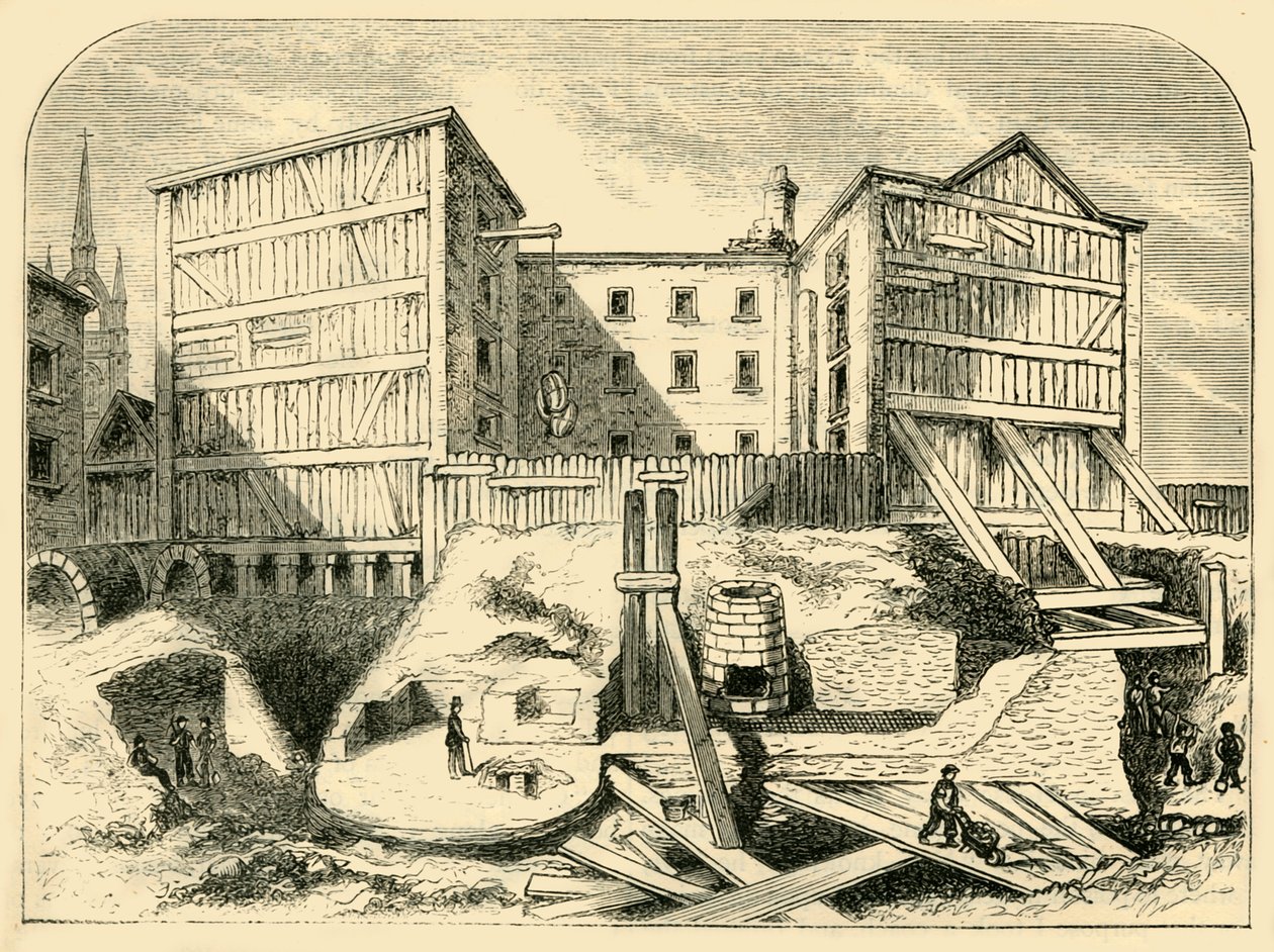 Restos romanos encontrados em Billingsgate, c1872. de Unbekannt
