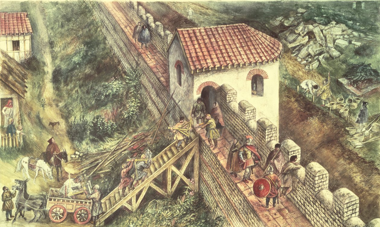 Bastião romano na muralha da cidade, Londres, século IV de Unbekannt
