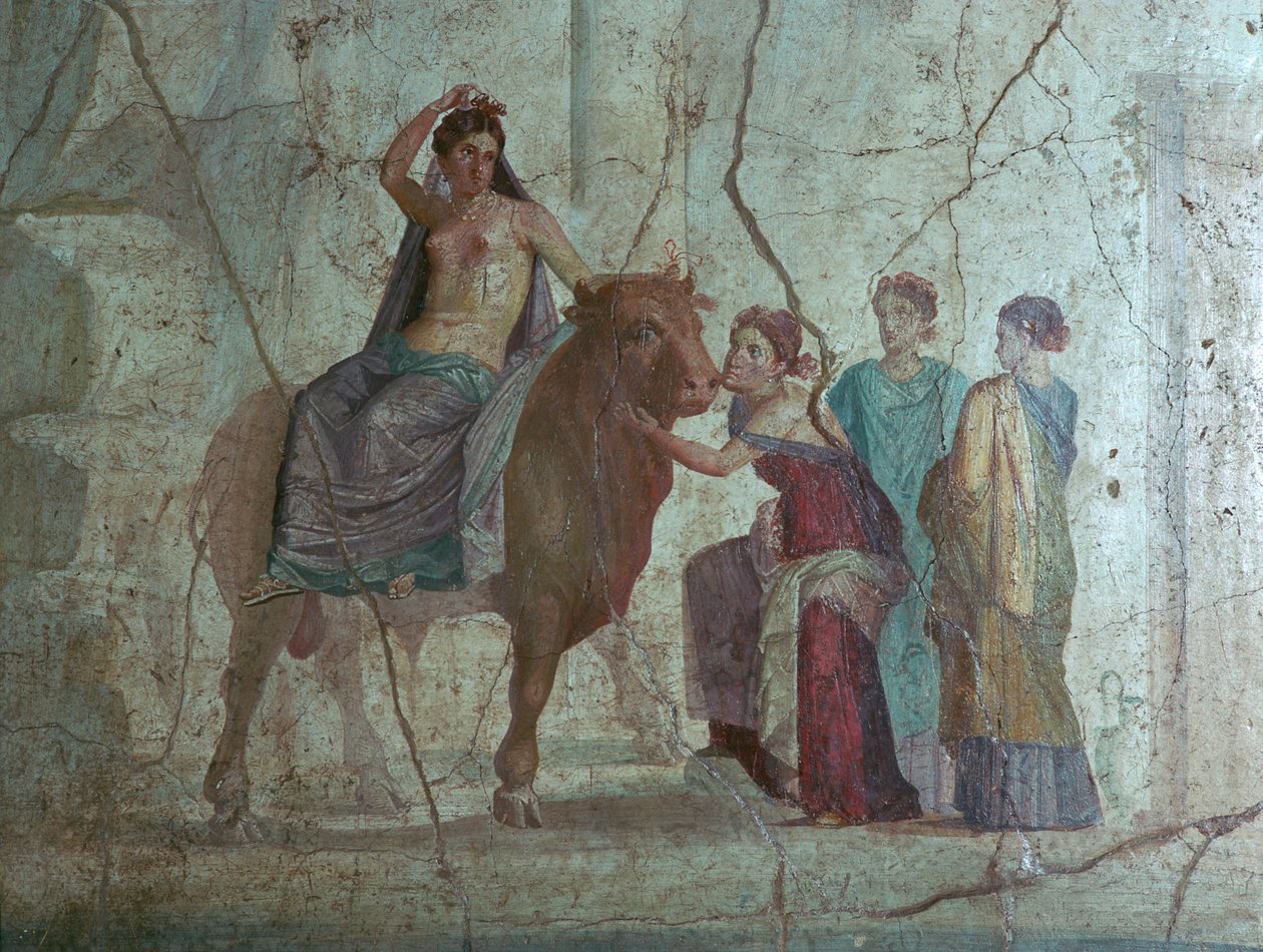 Afresco romano de Europa e o touro de Unbekannt