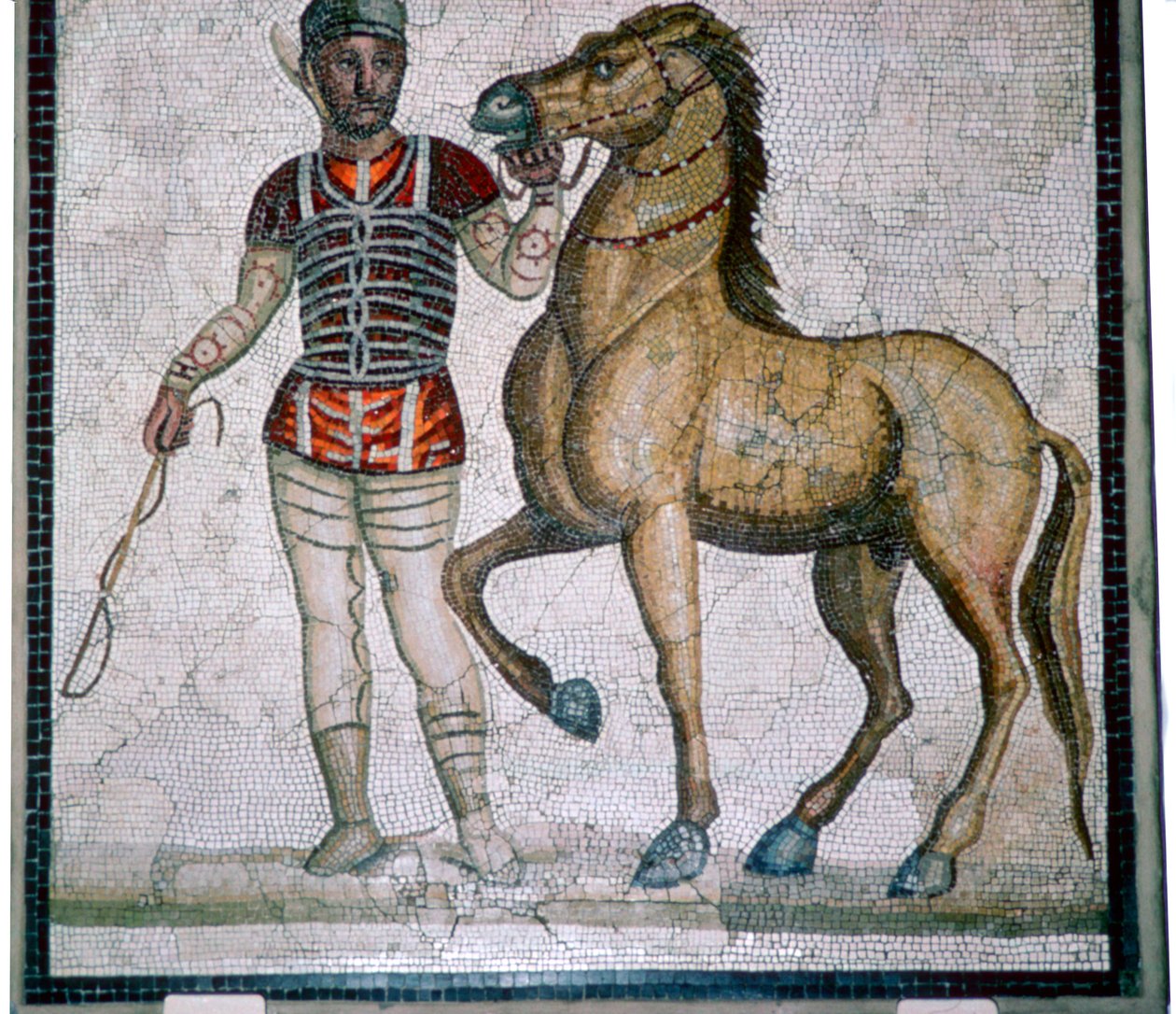 Mosaico romano de um cocheiro com cavalo de Unbekannt