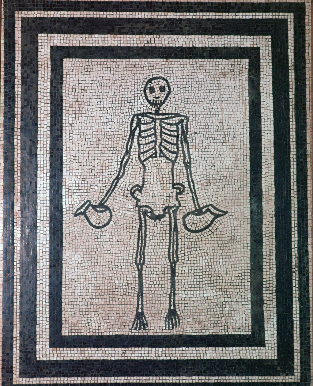 Mosaico romano de um esqueleto, século I de Unbekannt