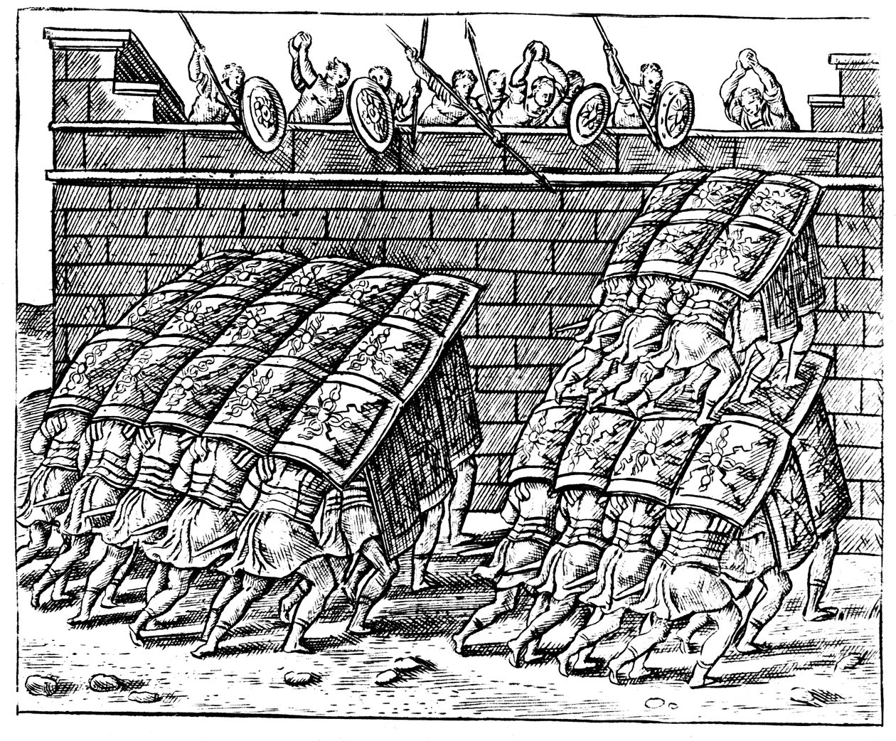 Soldados romanos atacando uma fortaleza, 1605 de Unbekannt