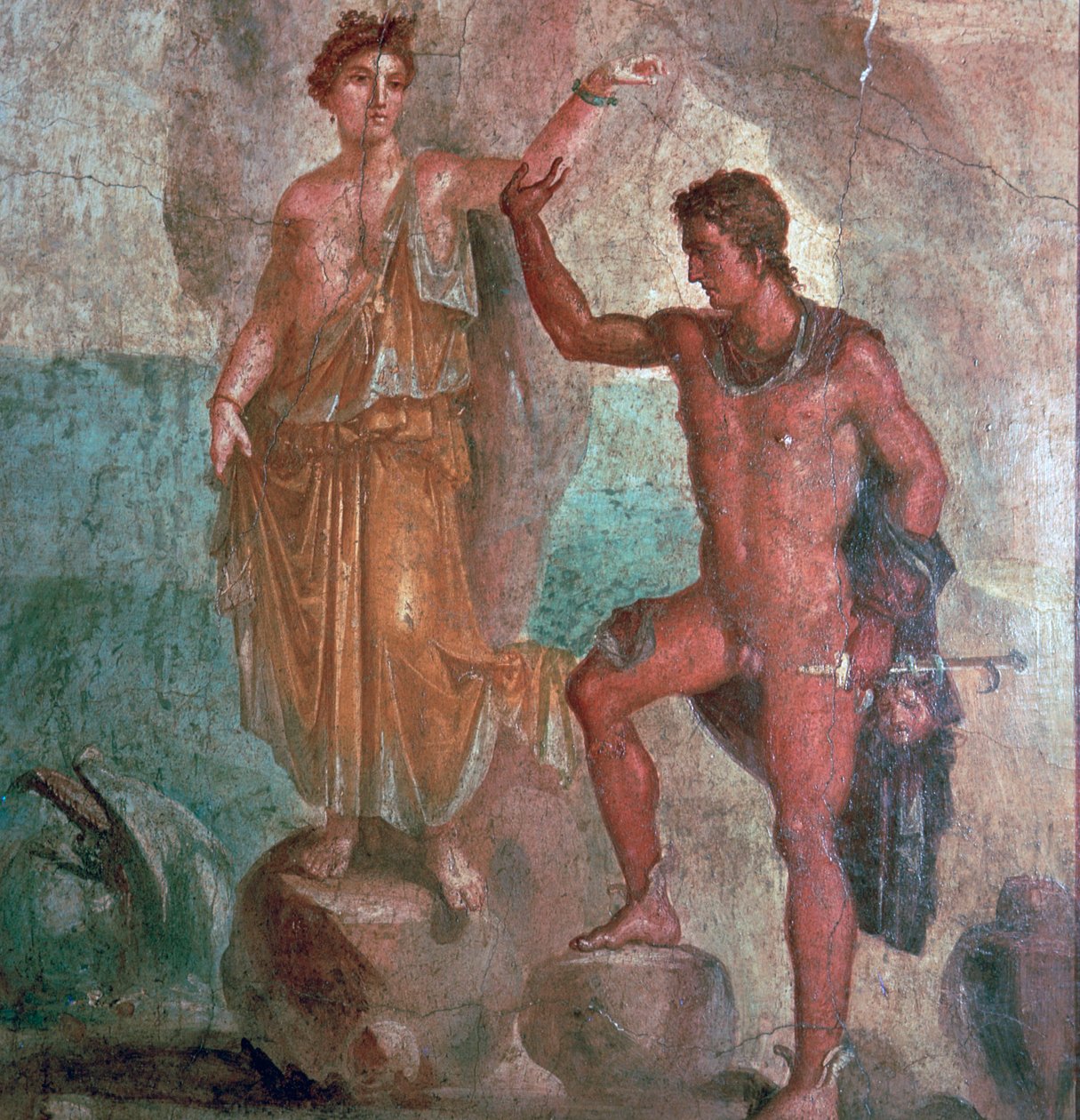Pintura de parede romana da Casa dos Dioscuri em Pompeia, século I de Unbekannt