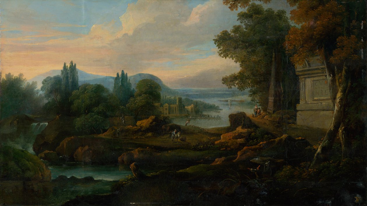 Paisagem romântica com baía do mar de Unbekannt