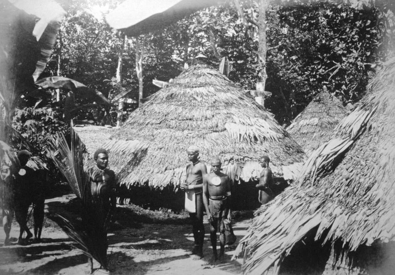 Casas redondas de nativos em Timotu, Santa Cruz, 1892 de Unbekannt