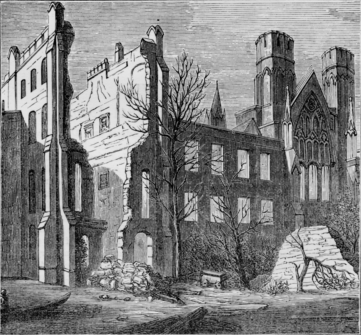 Ruínas das Casas do Parlamento, após o incêndio em 1834, c1850s. de Unbekannt