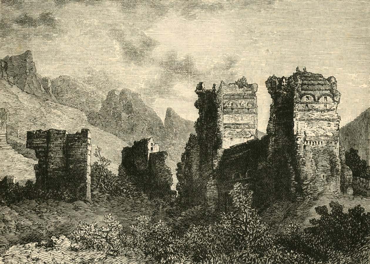 Ruínas das antigas muralhas da cidade, Antioquia, 1890. de Unbekannt