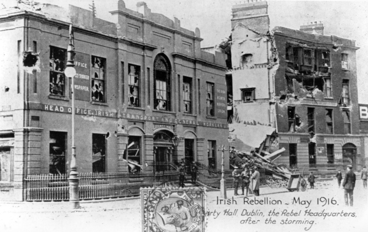 Ruínas da sede dos rebeldes, levante irlandês anti-inglês, Dublin, maio de 1916 de Unbekannt