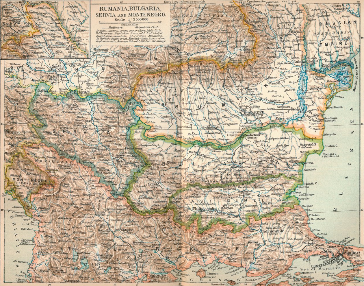 Romênia, Bulgária, Serva e Montenegro, c1906, 1907 de Unbekannt