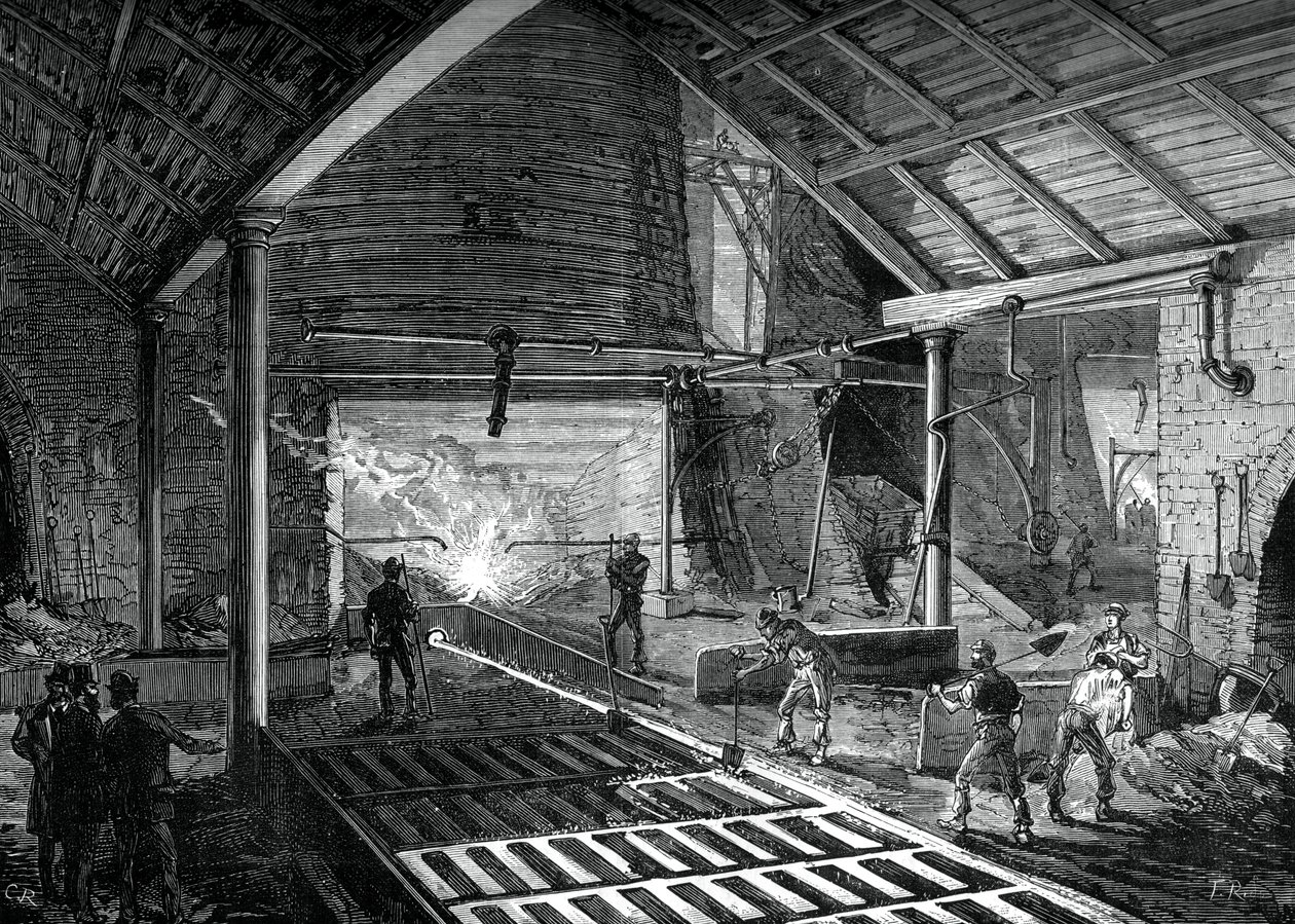 Executando o ferro fundido nos porcos, c1880 de Unbekannt