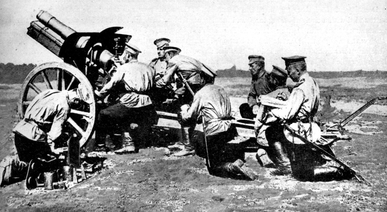 Obus russo em prática fogo, Primeira Guerra Mundial, 1914 de Unbekannt