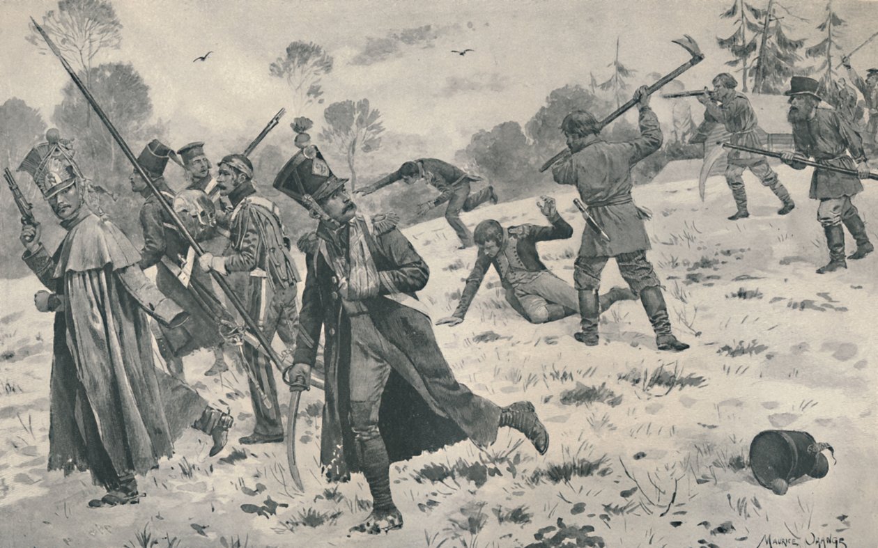 Camponeses russos atacando retardatários franceses, 1812, 1896 de Unbekannt
