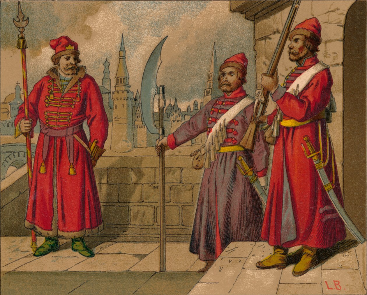 Strelitzi russo e guardas turcos do século XVII - oficial, particulares, século c19 de Unbekannt