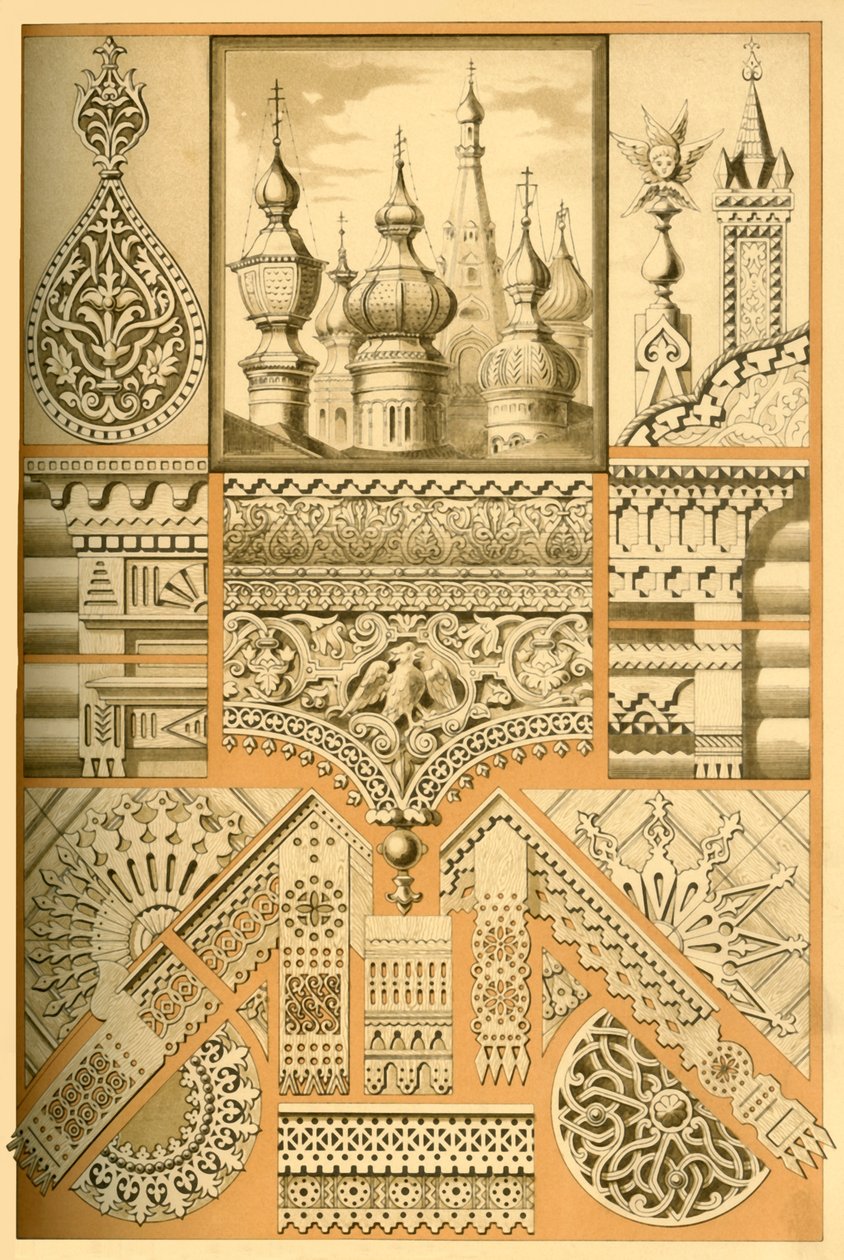 Ornamento arquitetônico russo e escultura em madeira, 1898. de Unbekannt