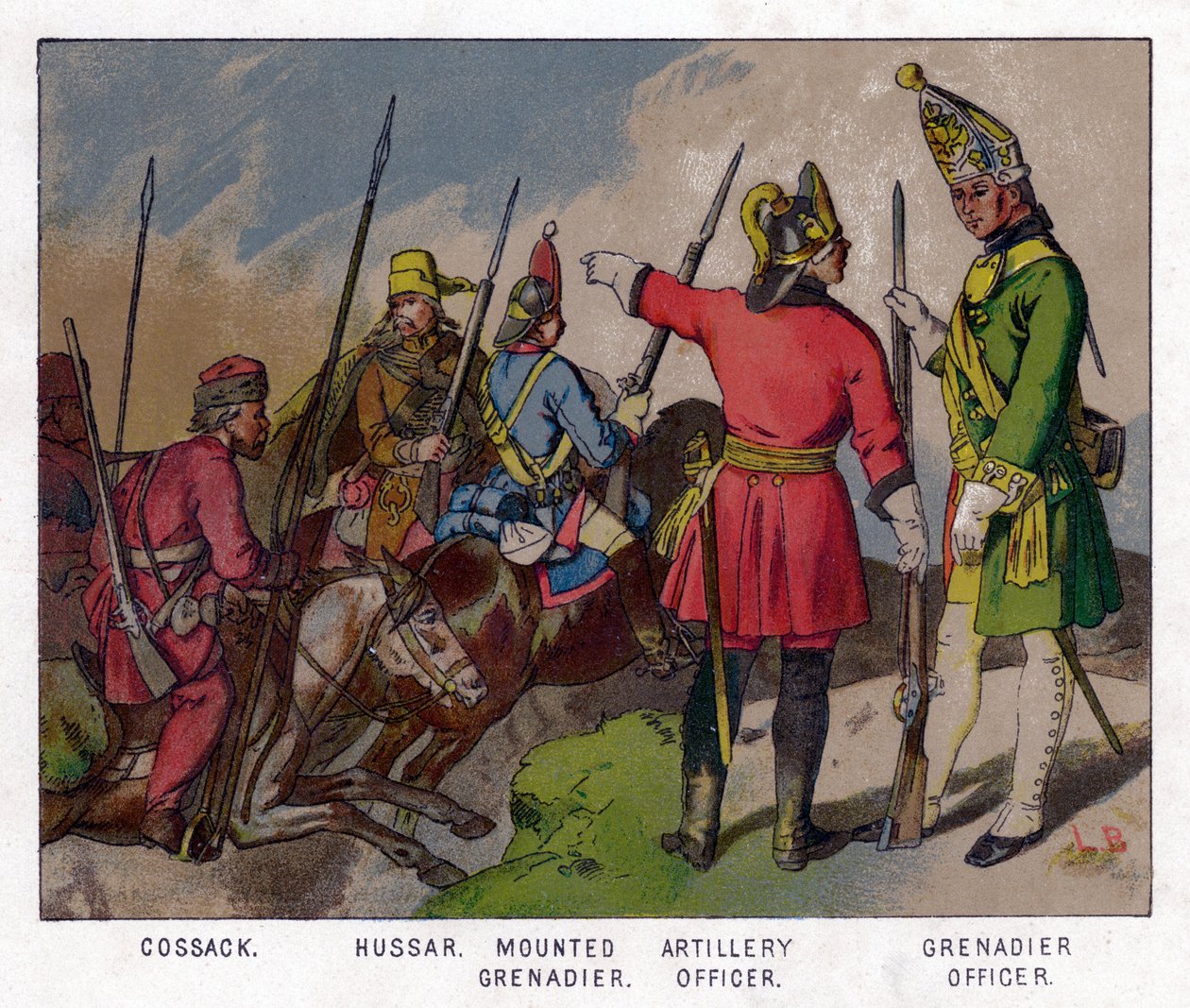 Soldados russos de 1760 XIX centruy de Unbekannt