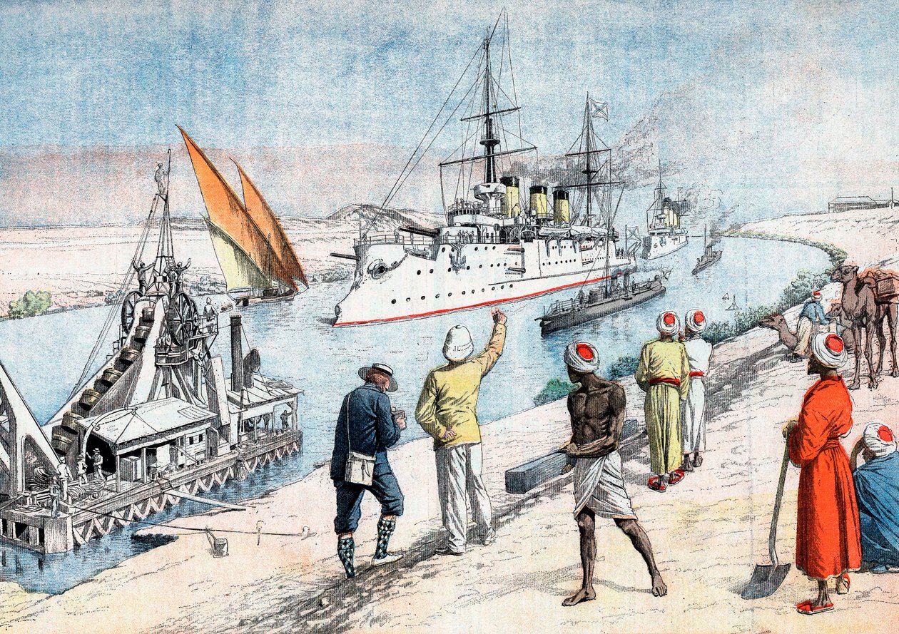 Navios de guerra russos passando pelo Canal de Suez, Guerra Russo-Japonesa, 1904-5 de Unbekannt
