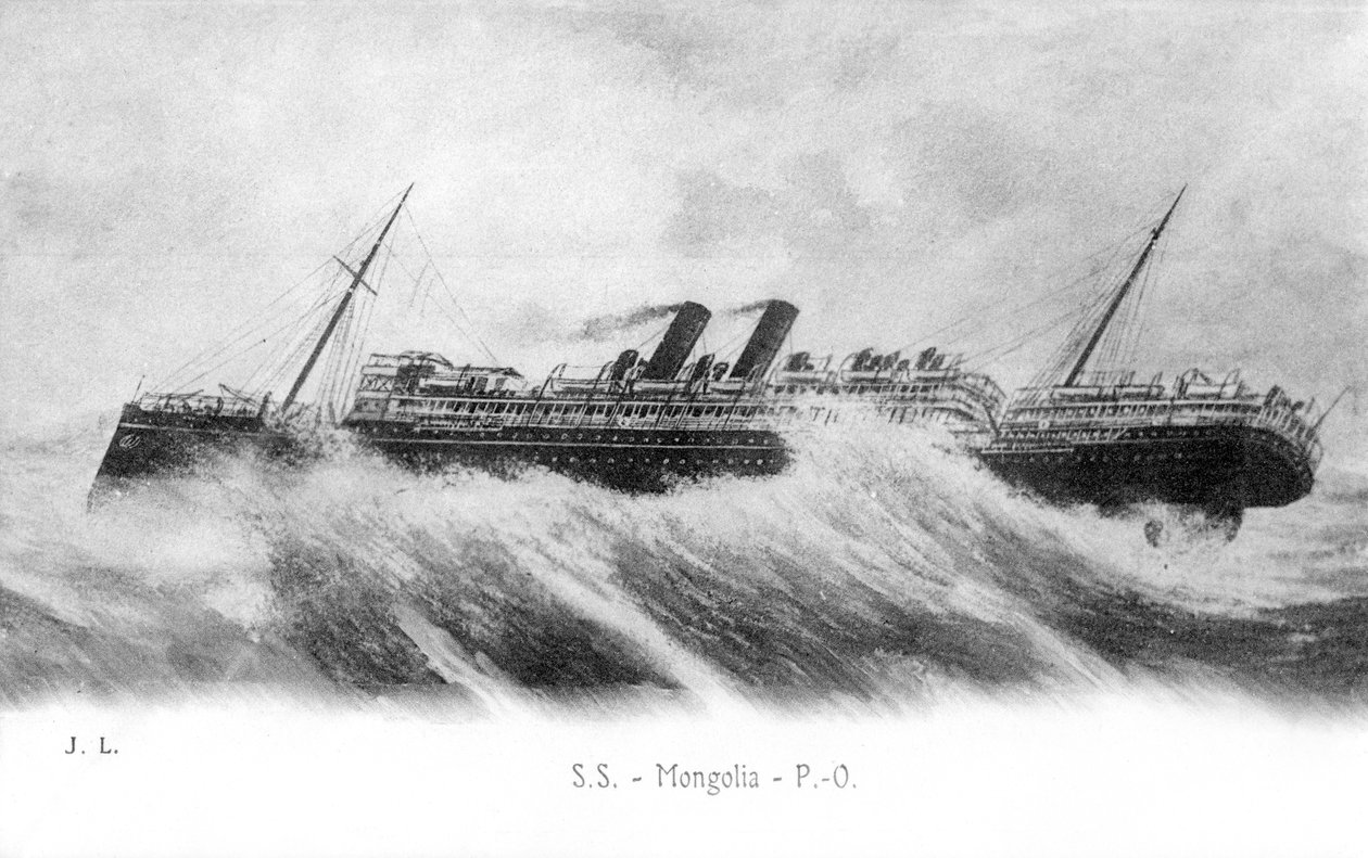 SS Mongólia em mares agitados, c1903-c1917 de Unbekannt