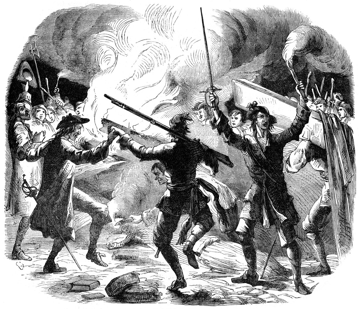 Desordeiros de Sacheverel destruindo os móveis da capela perto de Lincolns Inn, Londres, século XIX de Unbekannt